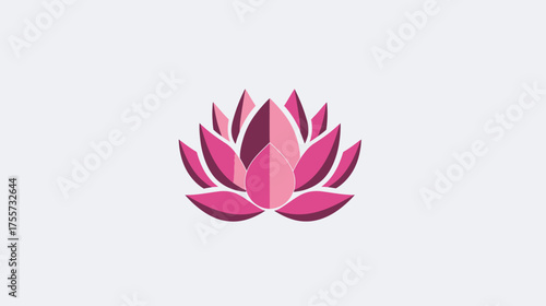 A graphic representation of a stylized lotus flower in shades of pink