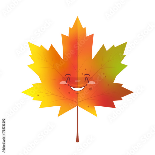 Autumn Maple leaf smile face cartoon cute