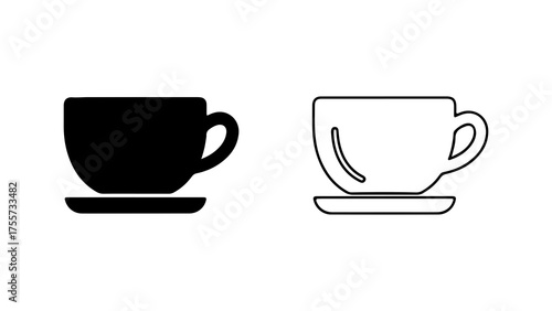Coffee cup and saucer with transparent background