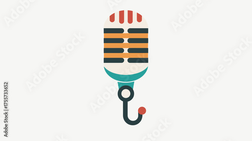 Stylized microphone design with a hook and ball at the bottom