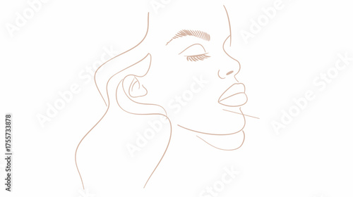 Minimalist line drawing of a woman's profile with closed eyes and soft lips