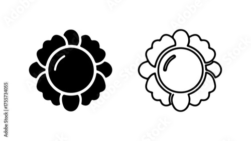 Cabbage heads outline and solid with transparent background