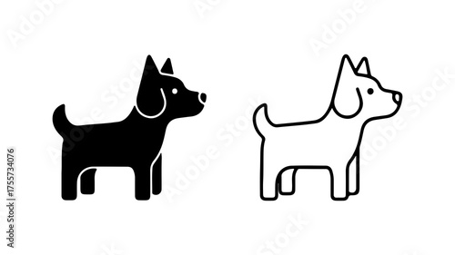 Dog icons with outline and solid fill with transparent background