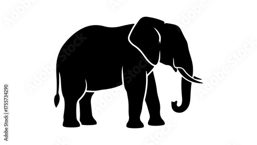 African elephant silhouette with transparent background