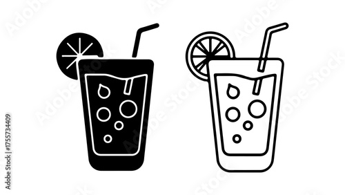 Refreshing drink with orange slice with transparent background