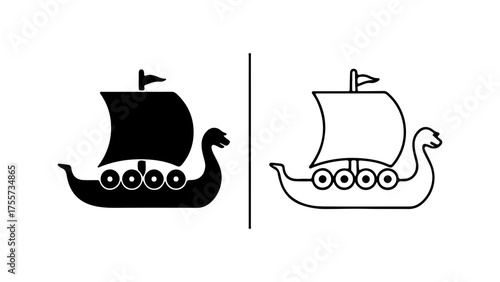 Viking ship icon with transparent background