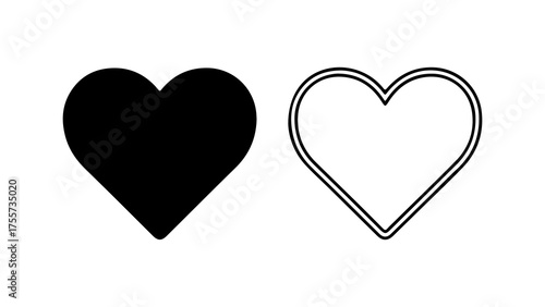 Two heart icons with transparent background
