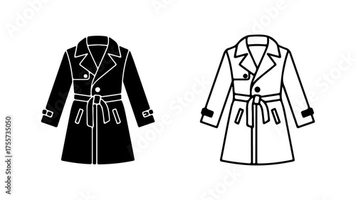 Trench coats outline with transparent background