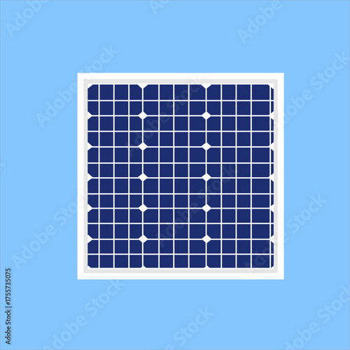 Solar panels absorbing sunlight to convert into electricity, a symbol of eco-friendly technology and science, flat art design style.
