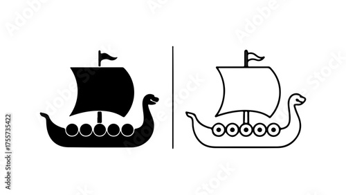 Viking ship icon with transparent background