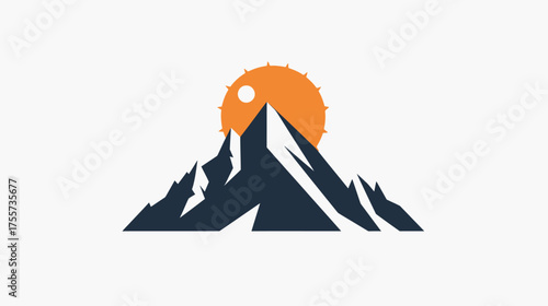 Stylized mountain range with a sun rising or setting
