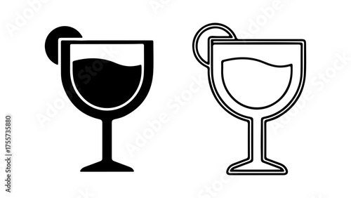 Cocktail glasses with garnish with transparent background