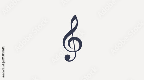 A dark blue treble clef symbol centered on a pale beige background