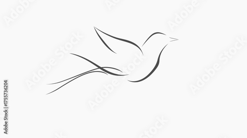 Minimalist line art depicts a delicate bird in flight