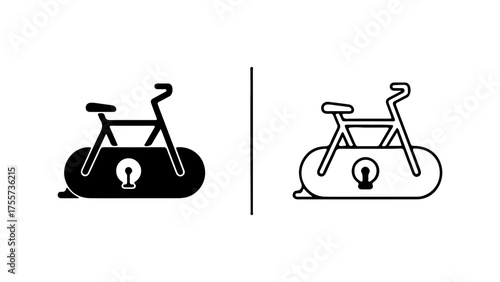 Exercise bike icon set with transparent background