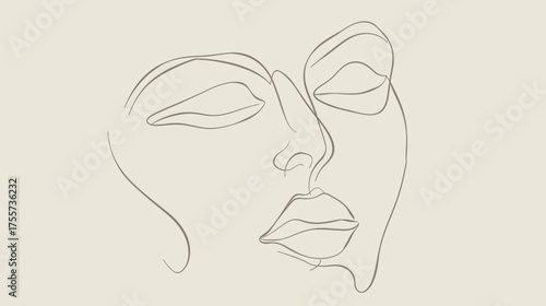 Minimalist line art depicts a closed-eyed face with flowing contours
