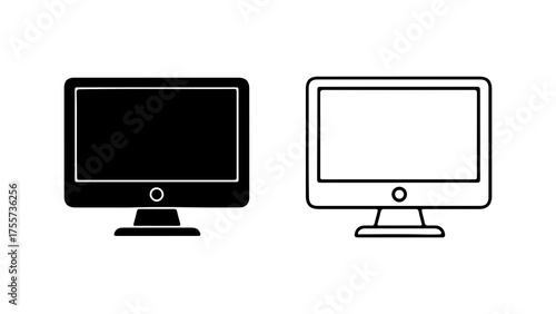 Computer monitors with outline and solid fill with transparent background