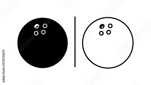 Bowling balls outline and solid with transparent background
