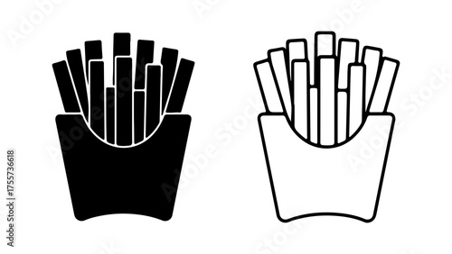 French fries in container with transparent background