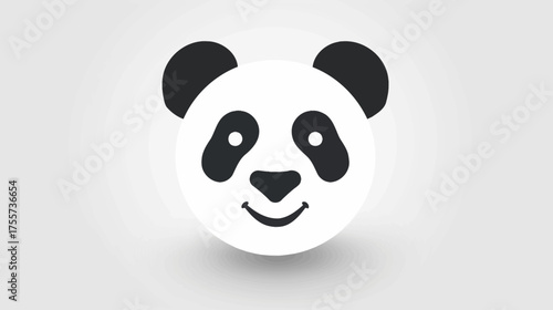 A simplified black and white panda face with a gentle smile