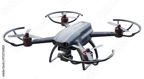 3d icon of drone isolated on transparent background, showcasing its design and features for aerial photography and videography