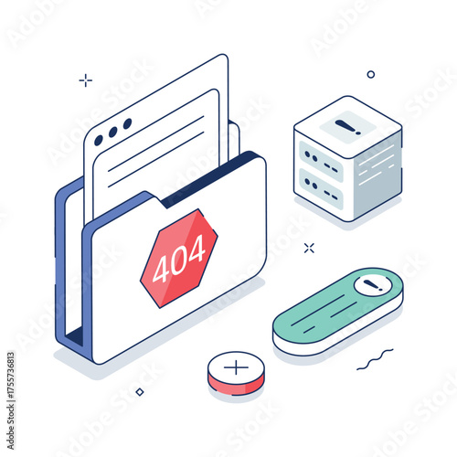 Isometric illustration of 403 forbidden page showing access denied warning.