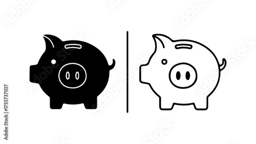 Piggy bank icon with transparent background