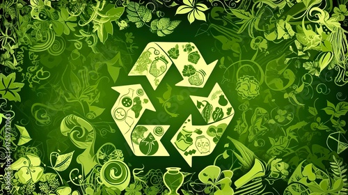 Eco-friendly Themed Recycling Symbol: Green Eco-friendly Recycling Symbol for Sustainability Campaigns, Minimalist Eco-friendly Recycling Symbol for Branding & Educational Materials