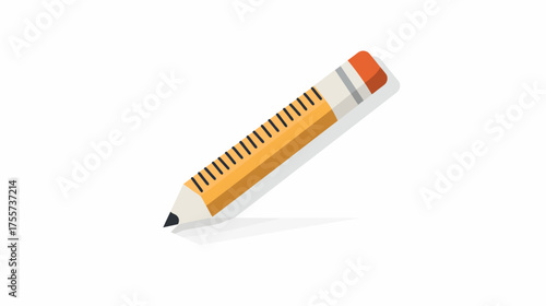 Yellow pencil with orange eraser and dark tip, isolated on white