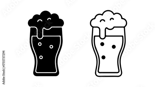 Beer glasses with foam with transparent background