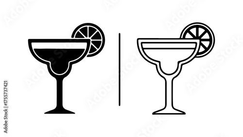 Cocktail glasses with citrus slice with transparent background