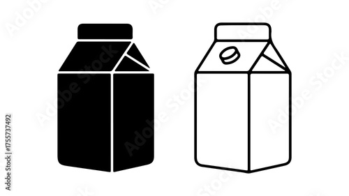 Milk carton outline and solid with transparent background