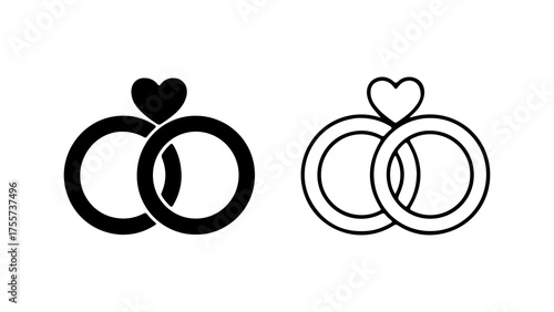 Wedding rings with heart detail with transparent background