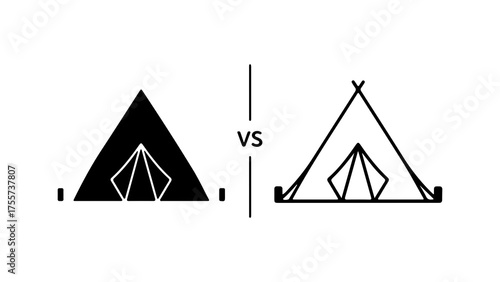 Tent comparison with outline and solid fill with transparent background