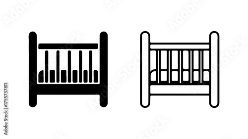 Baby cribs outline with transparent background