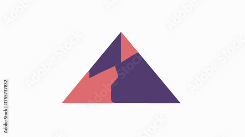 A triangle composed of irregular patches of muted pink and deep purple