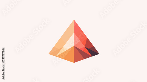 Geometric pyramid with facets of warm oranges and reds