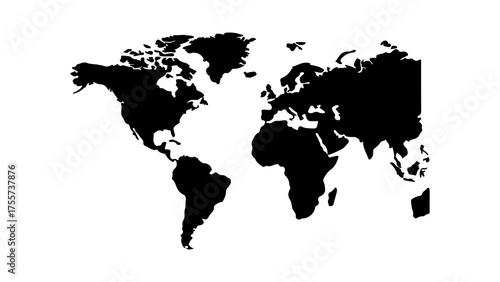 World map silhouette with transparent background