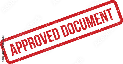 A textured red rectangular stamp displaying the phrase APPROVED DOCUMENT signifying an official endorsement or validation