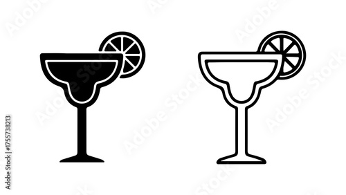 Cocktail glasses with orange slice with transparent background