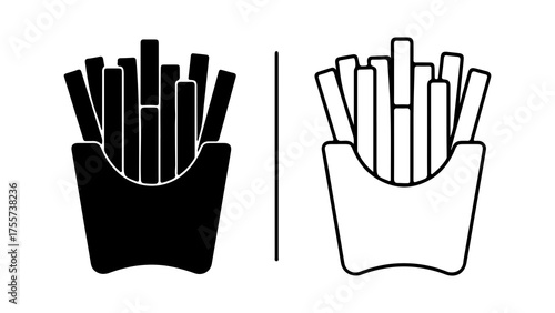 French fries in container with transparent background