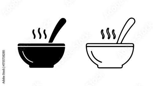 Bowl of soup with spoon with transparent background
