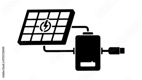 Solar panel charging power bank with transparent background