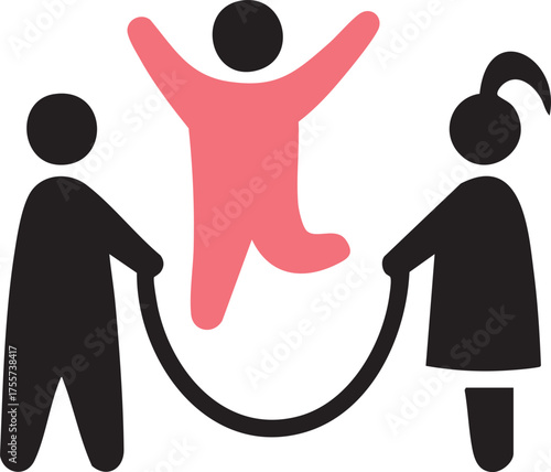 Vibrant childhood joy with kids play skipping rope. Featuring joyful activity that depicts childhood fun and energy. 