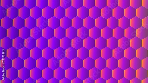 Abstract hexagonal gradient background with purple and orange hues — modern geometric pattern for digital design and creative projects