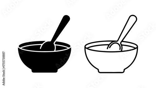 Bowls with spoons with transparent background