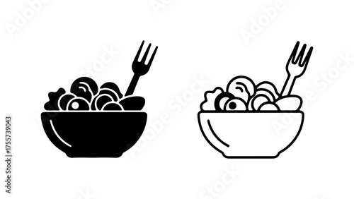 Salad bowl with fork with transparent background