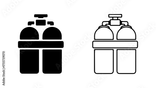 Diving tanks outline and solid with transparent background