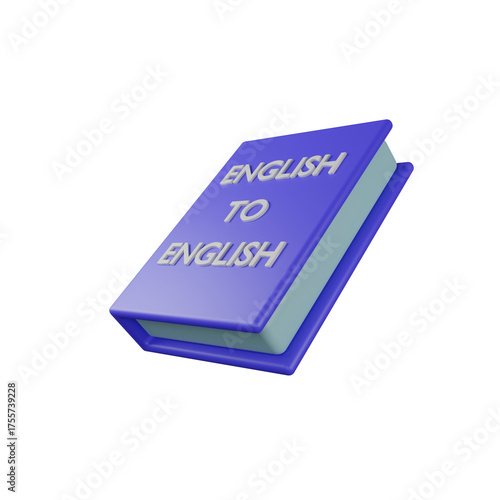 3D Rendering Illustration of a Colorful English Dictionary Book for Education