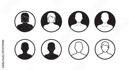 Black silhouette icon set of people vector flip flops isolated on white